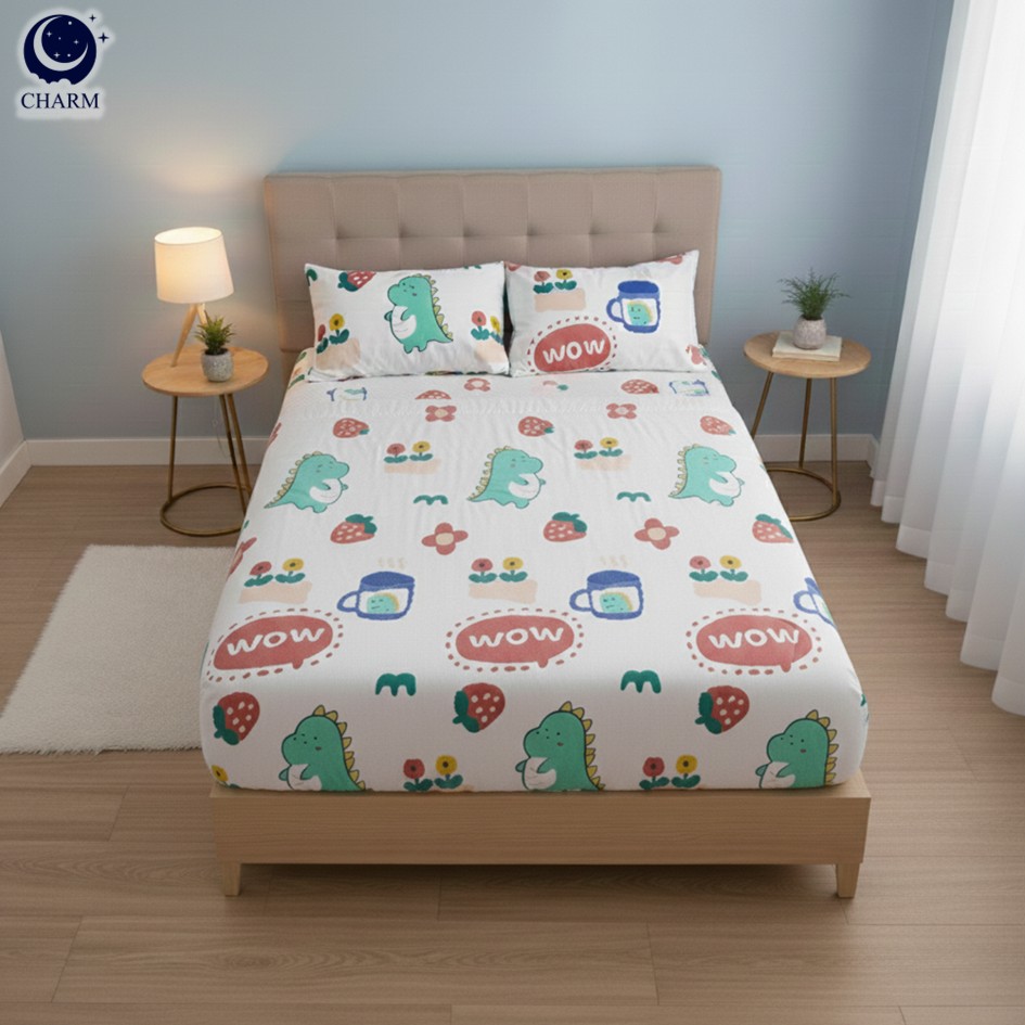 ชุดผ้าปูที่นอน 6 ฟุต 3 ชิ้น CHARM สี WOW GODJI คอลเลคชั่น DREAMY (ไม่รวมผ้านวม)_0